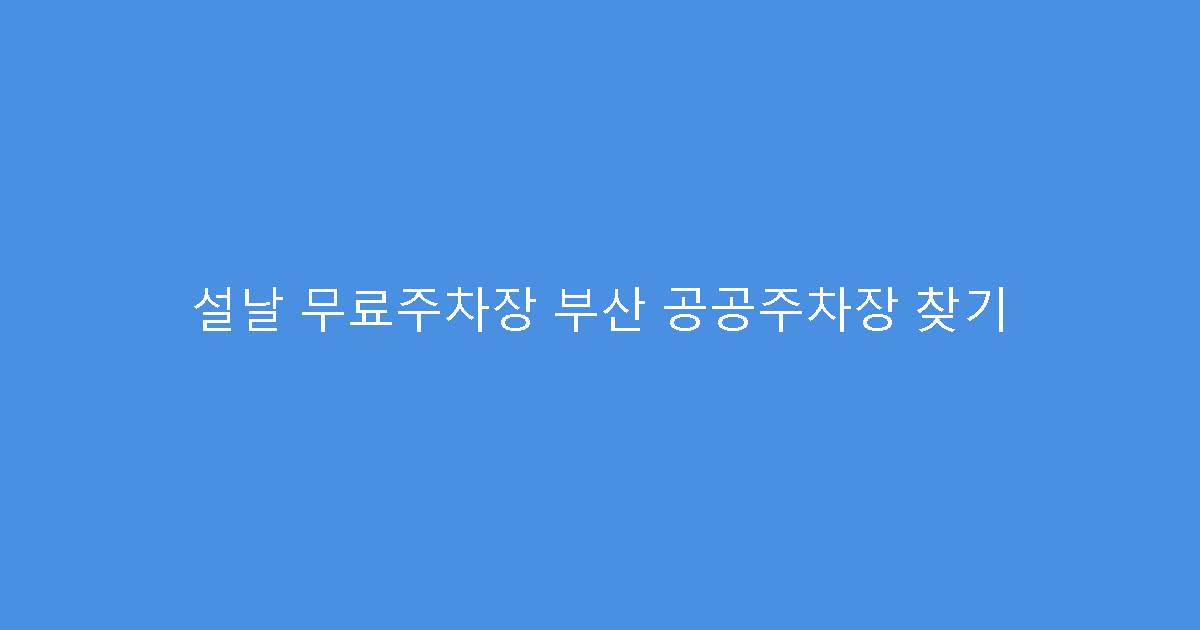 설날 무료주차장 부산 공공주차장 찾기