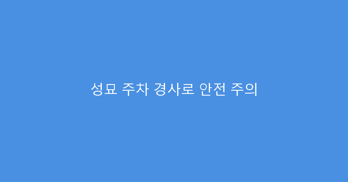 성묘 주차 경사로 안전 주의