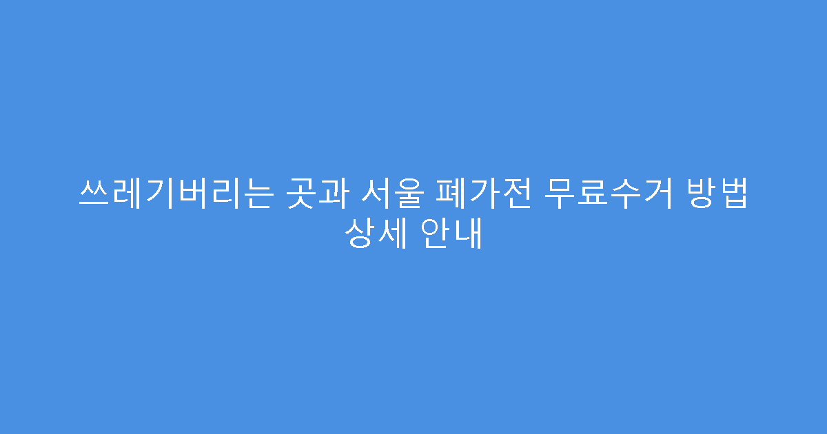 쓰레기버리는 곳과 서울 폐가전 무료수거 방법 상세 안내