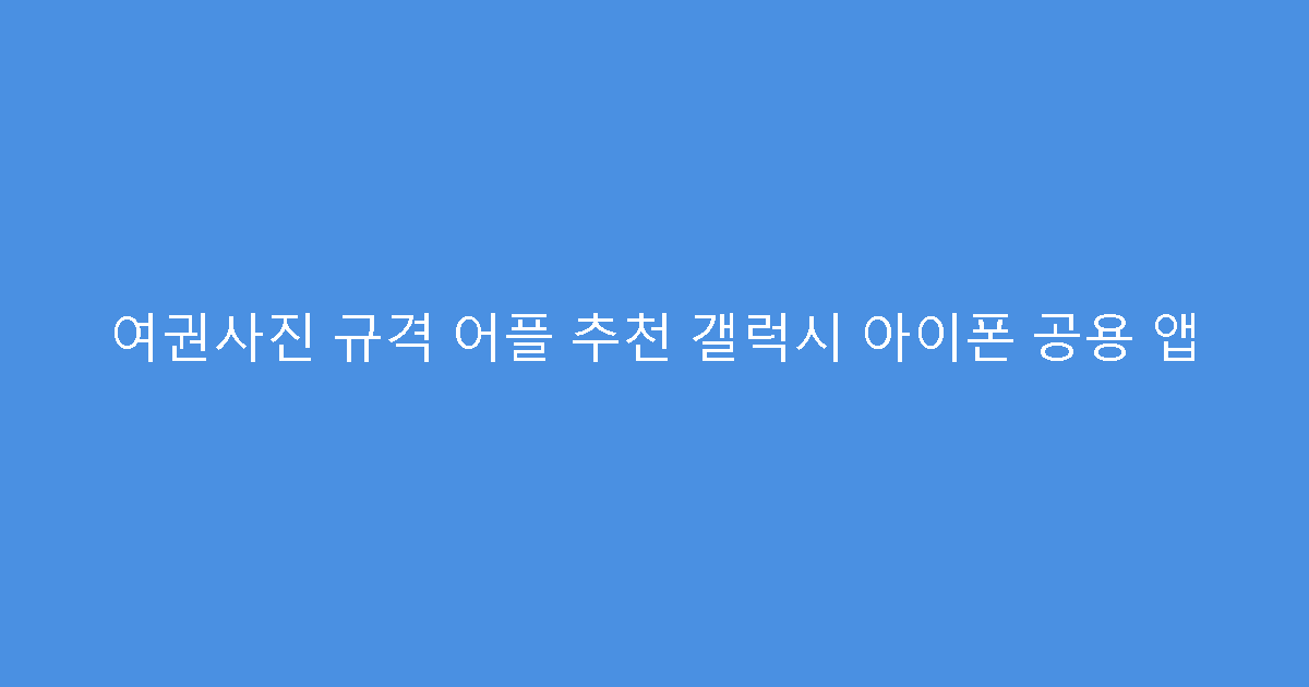 여권사진 규격 어플 추천 갤럭시 아이폰 공용 앱