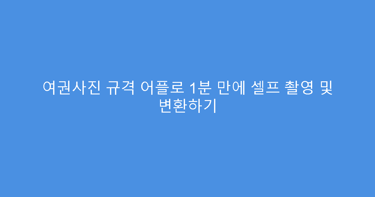 여권사진 규격 어플로 1분 만에 셀프 촬영 및 변환하기