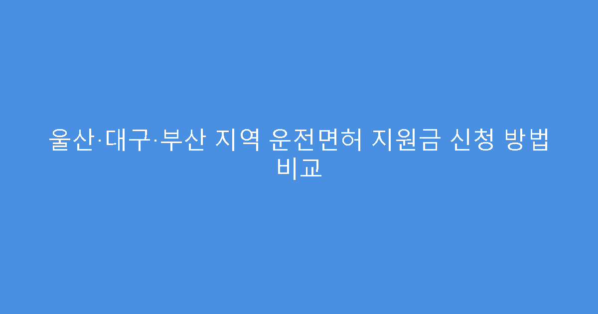 울산·대구·부산 지역 운전면허 지원금 신청 방법 비교