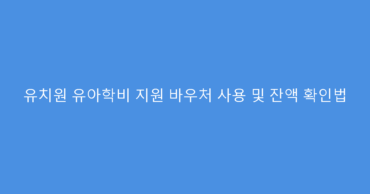 유치원 유아학비 지원 바우처 사용 및 잔액 확인법
