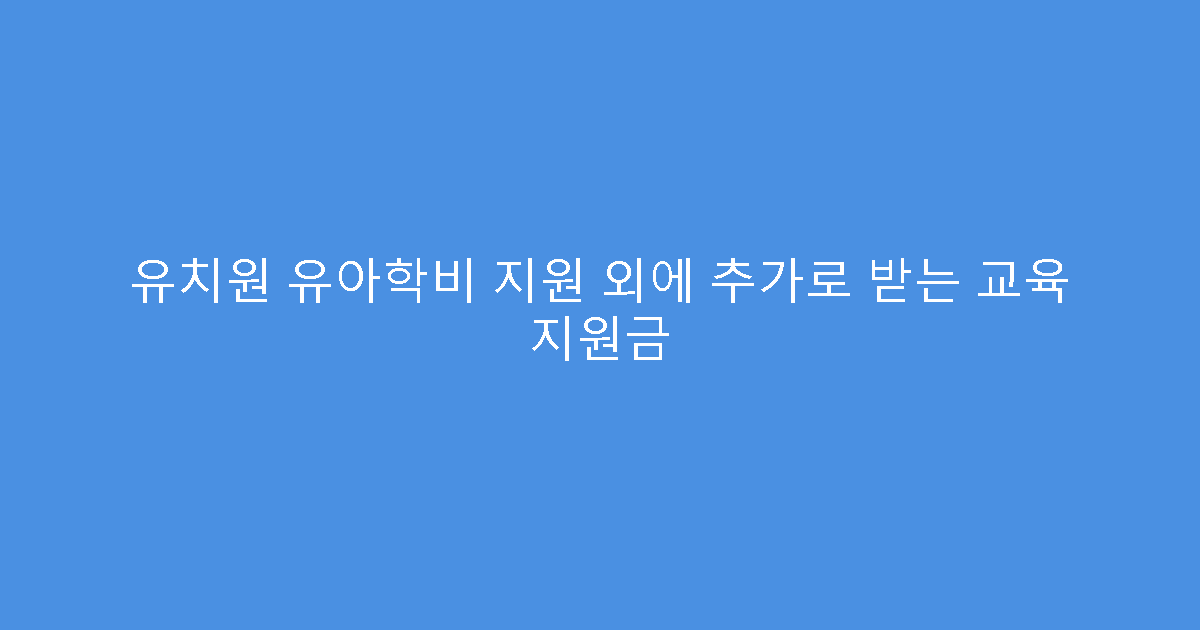 유치원 유아학비 지원 외에 추가로 받는 교육 지원금