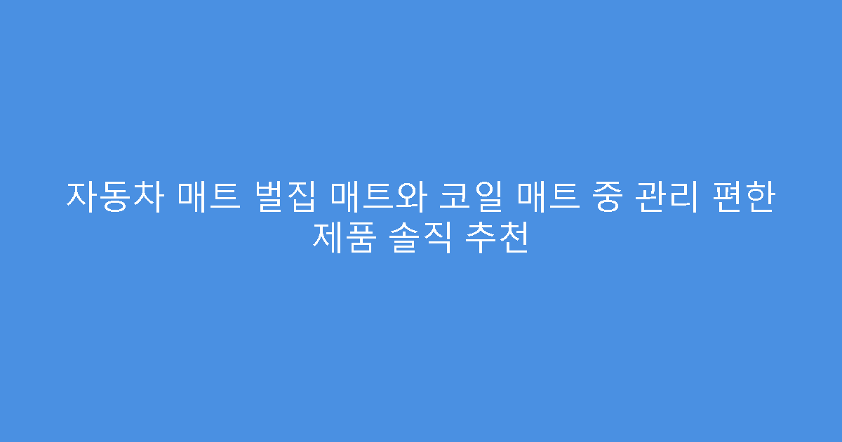 자동차 매트 벌집 매트와 코일 매트 중 관리 편한 제품 솔직 추천