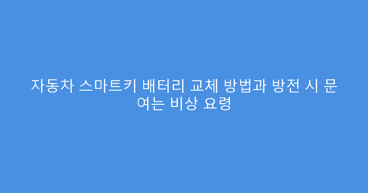 자동차 스마트키 배터리 교체 방법과 방전 시 문 여는 비상 요령