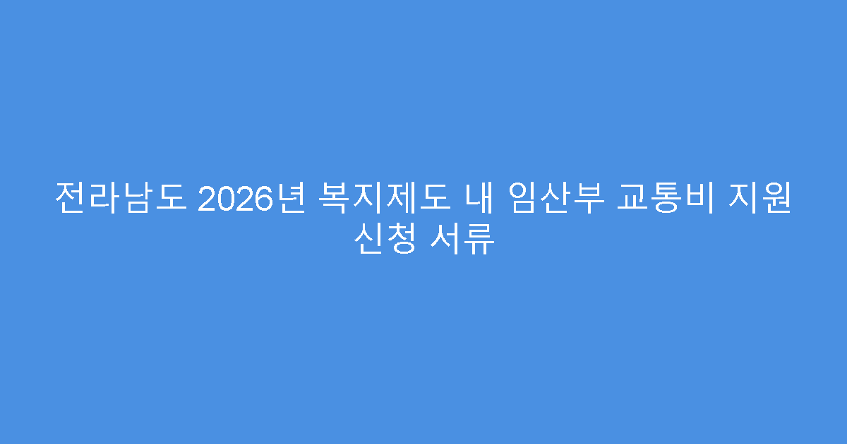 전라남도 2026년 복지제도 내 임산부 교통비 지원 신청 서류