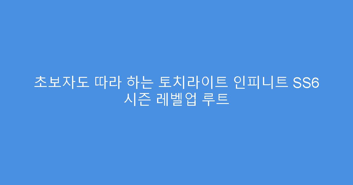 초보자도 따라 하는 토치라이트 인피니트 SS6 시즌 레벨업 루트