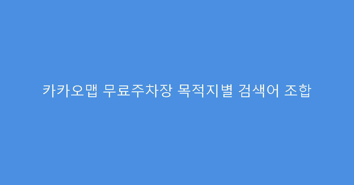 카카오맵 무료주차장 목적지별 검색어 조합
