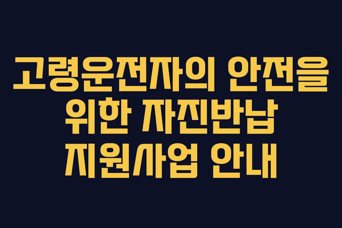 고령운전자의 안전을 위한 자진반납 지원사업 안내