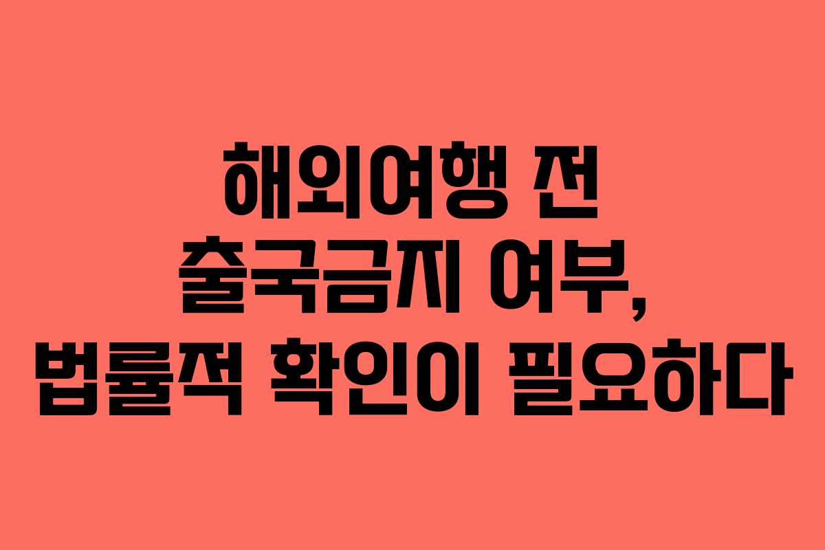 해외여행 전 출국금지 여부, 법률적 확인이 필요하다
