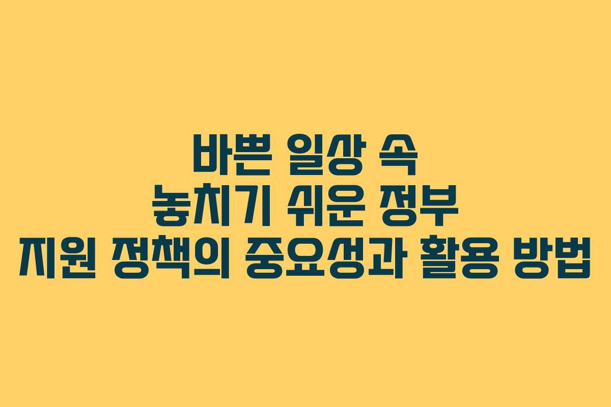 바쁜 일상 속 놓치기 쉬운 정부 지원 정책의 중요성과 활용 방법