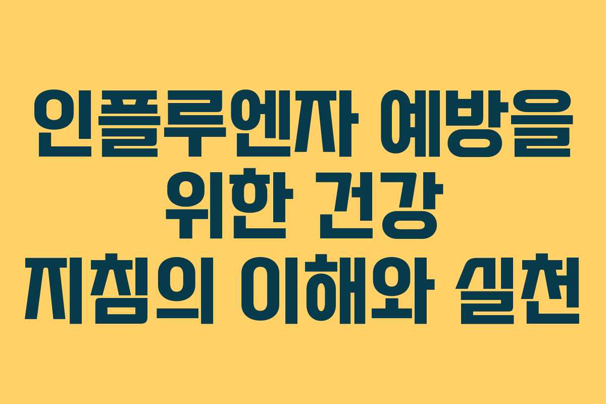 인플루엔자 예방을 위한 건강 지침의 이해와 실천