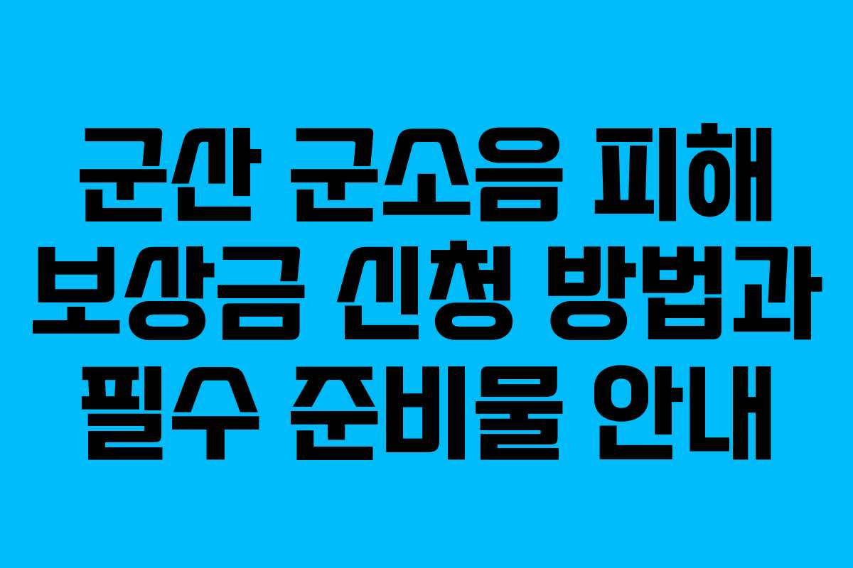 군산 군소음 피해 보상금 신청 방법과 필수 준비물 안내