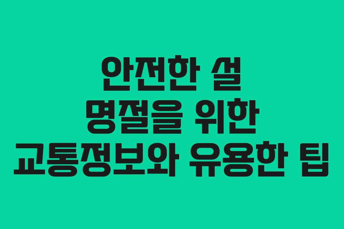 안전한 설 명절을 위한 교통정보와 유용한 팁