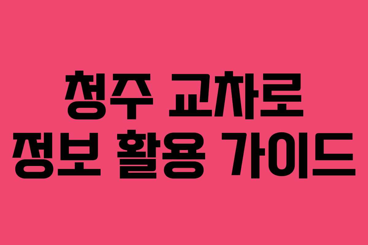 청주 교차로 정보 활용 가이드