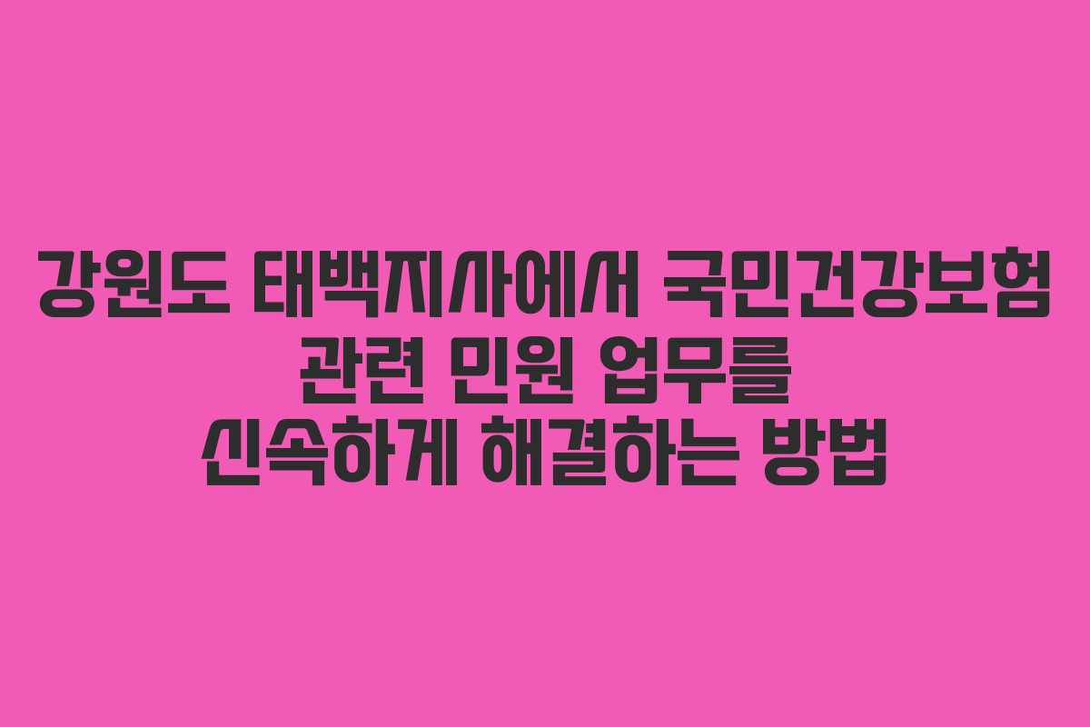 강원도 태백지사에서 국민건강보험 관련 민원 업무를 신속하게 해결하는 방법