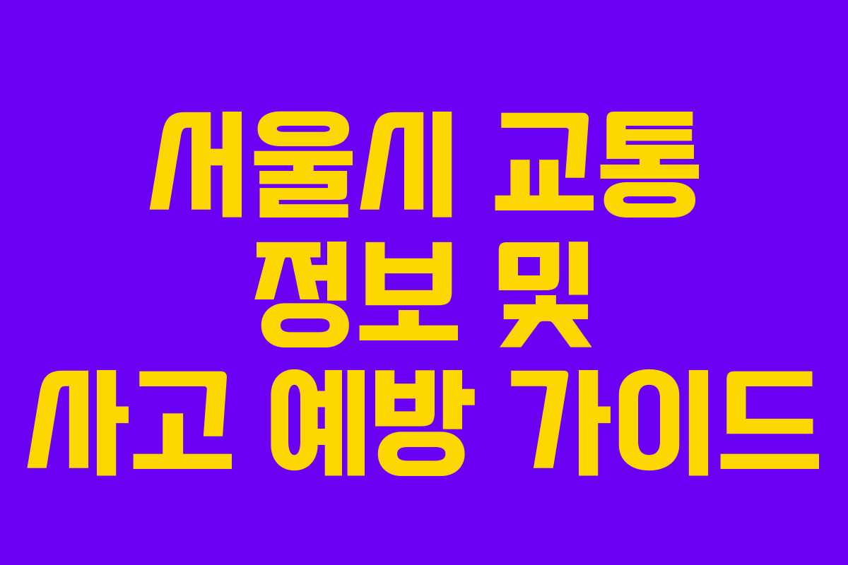 서울시 교통 정보 및 사고 예방 가이드