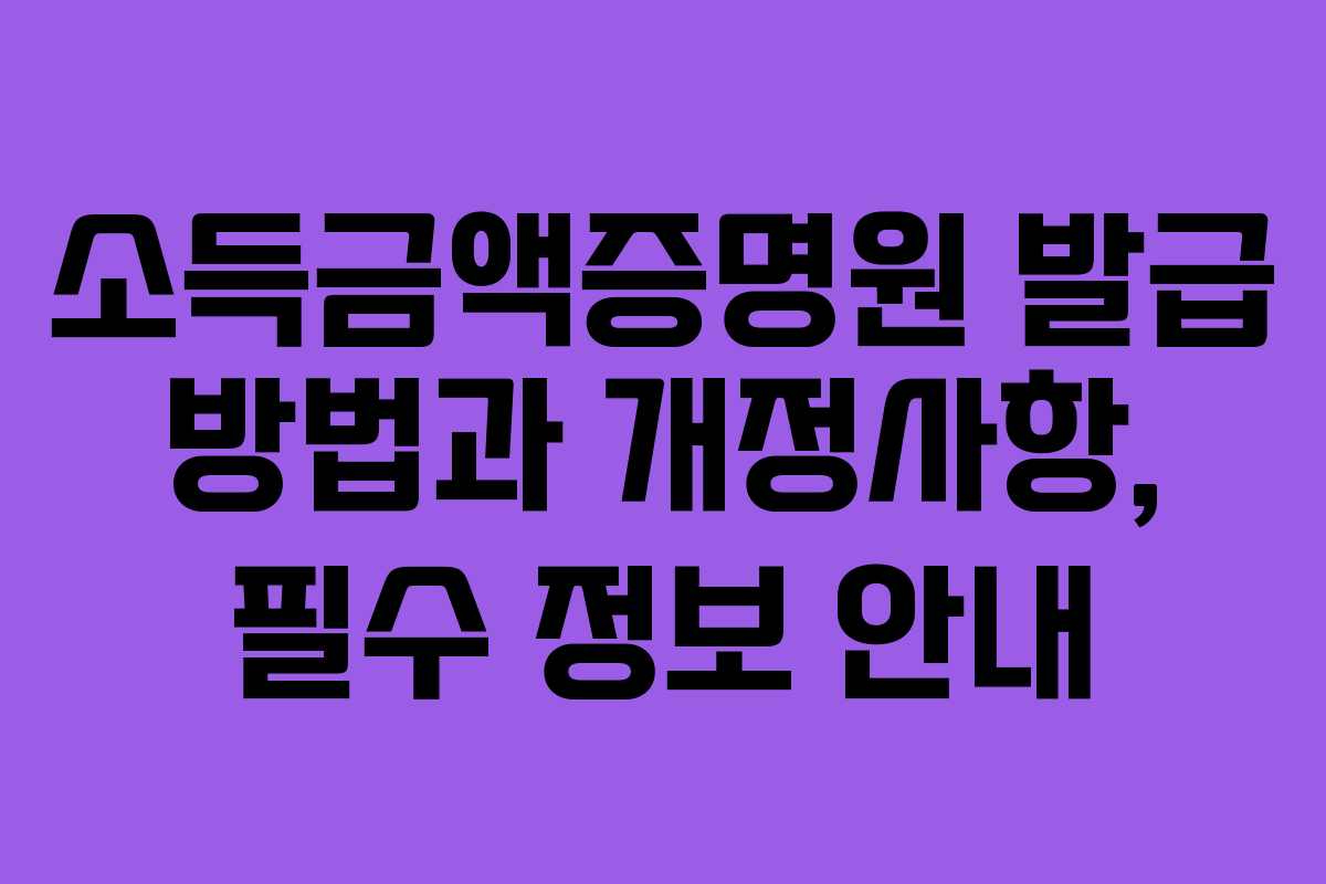 소득금액증명원 발급 방법과 개정사항, 필수 정보 안내