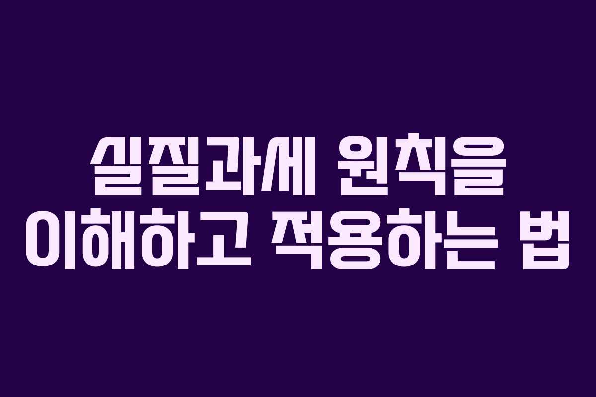 실질과세 원칙을 이해하고 적용하는 법