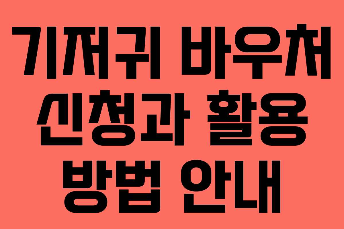기저귀 바우처 신청과 활용 방법 안내