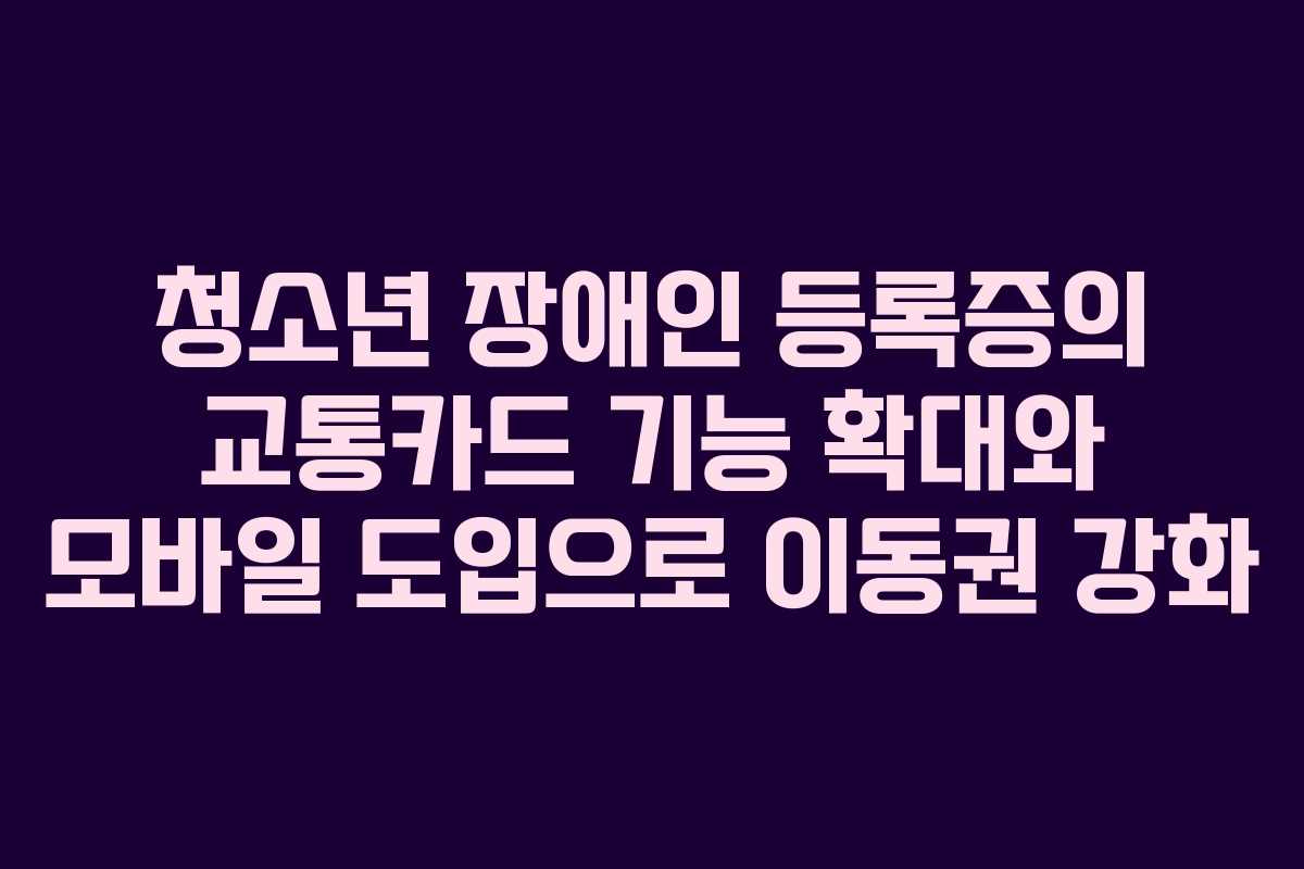 청소년 장애인 등록증의 교통카드 기능 확대와 모바일 도입으로 이동권 강화
