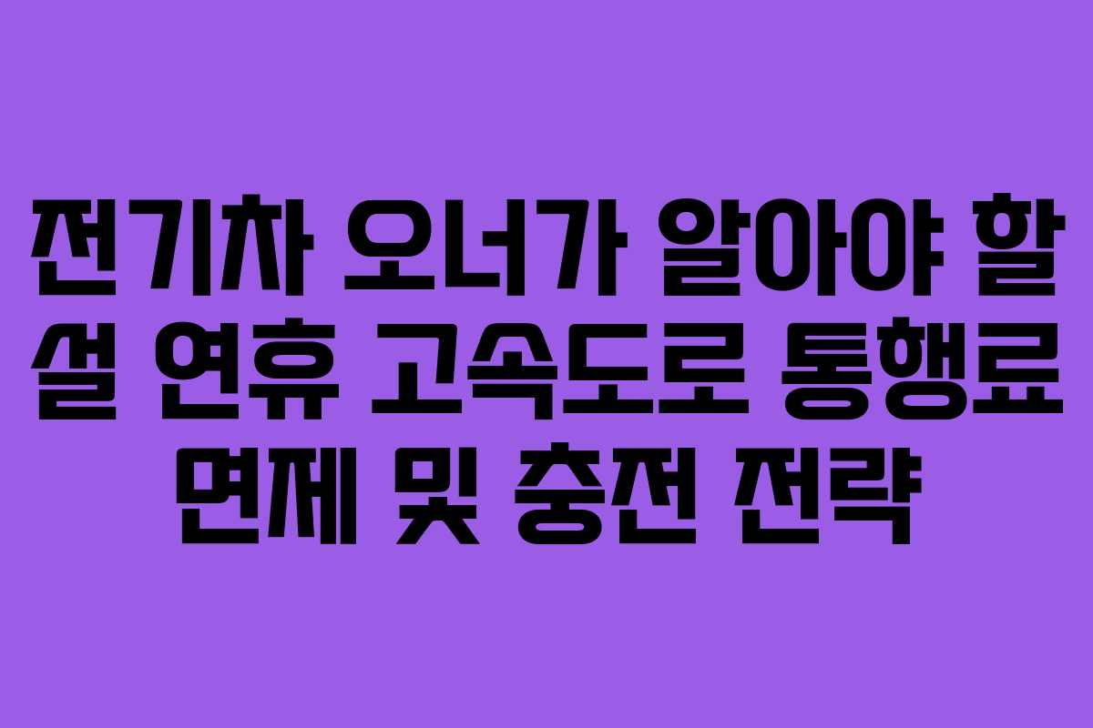 전기차 오너가 알아야 할 설 연휴 고속도로 통행료 면제 및 충전 전략