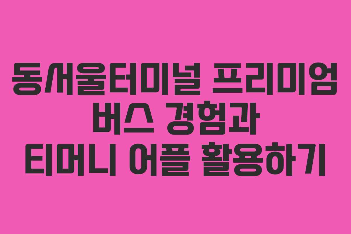 동서울터미널 프리미엄 버스 경험과 티머니 어플 활용하기