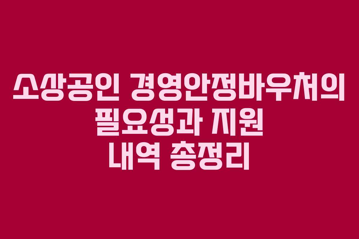 소상공인 경영안정바우처의 필요성과 지원 내역 총정리