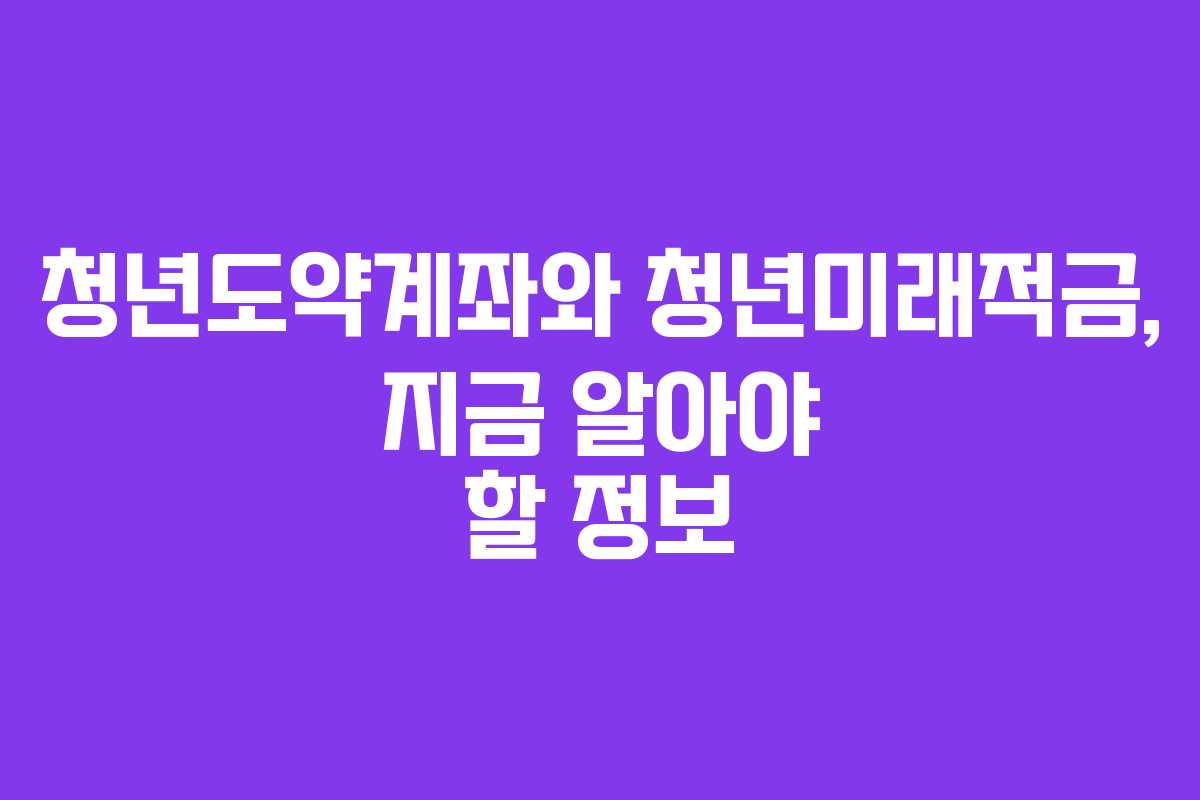 청년도약계좌와 청년미래적금, 지금 알아야 할 정보