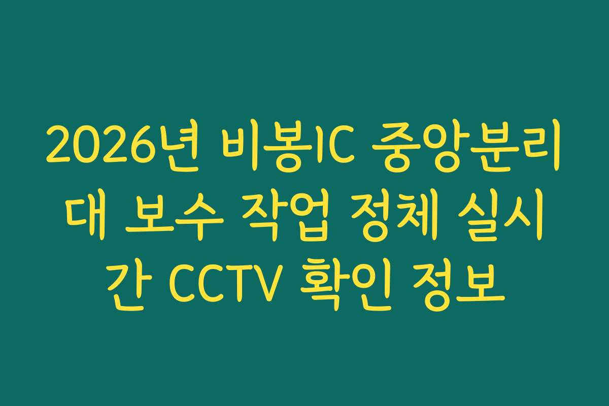 2026년 비봉IC 중앙분리대 보수 작업 정체 실시간 CCTV 확인 정보