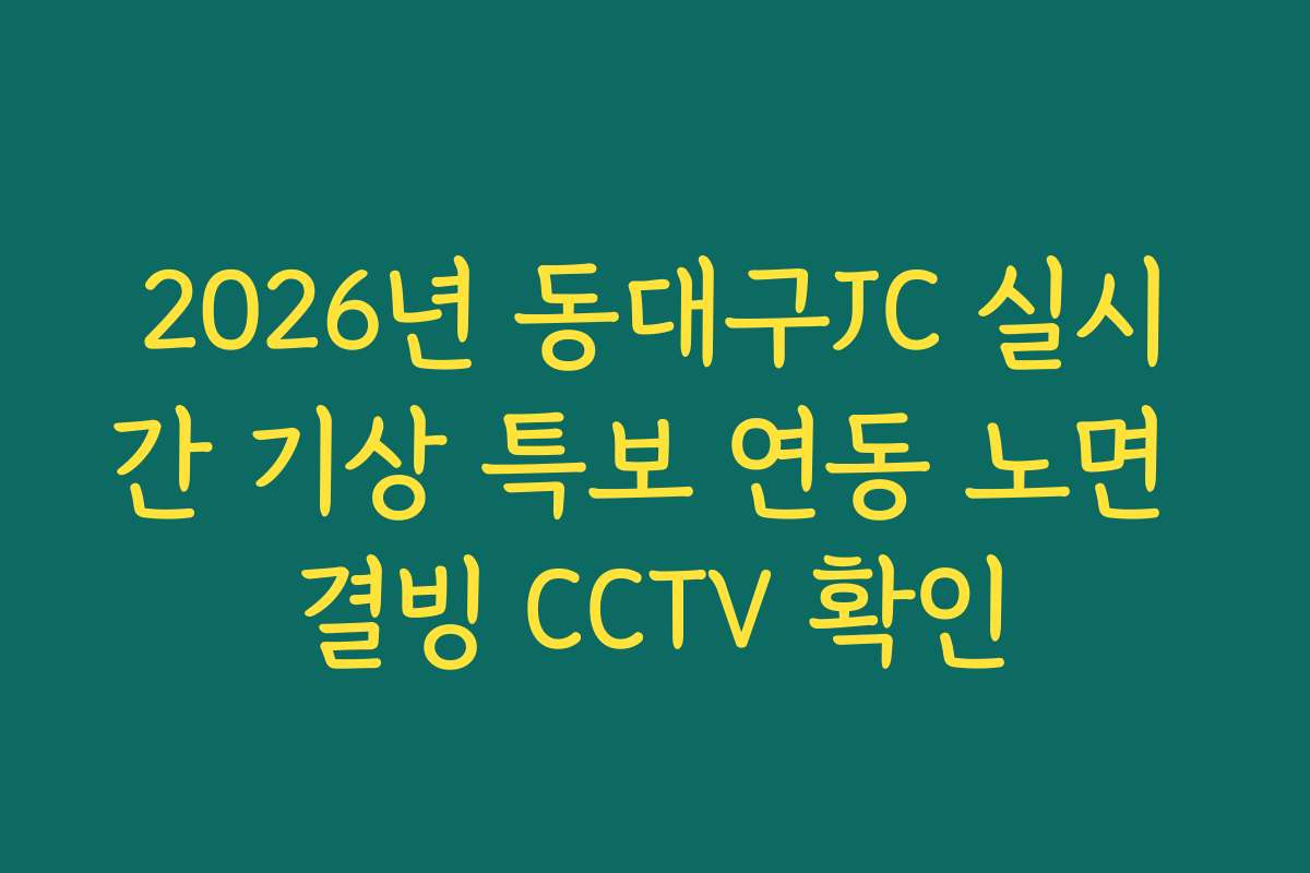 2026년 동대구JC 실시간 기상 특보 연동 노면 결빙 CCTV 확인
