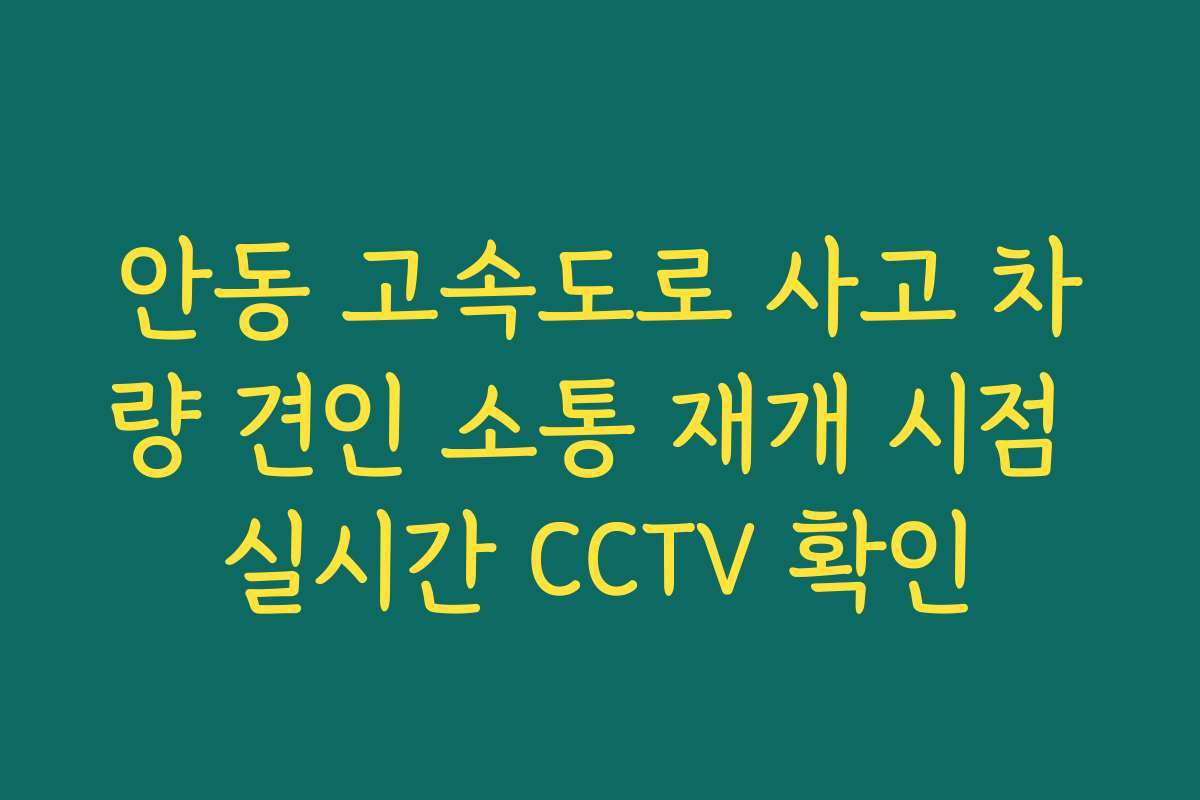 안동 고속도로 사고 차량 견인 소통 재개 시점 실시간 CCTV 확인