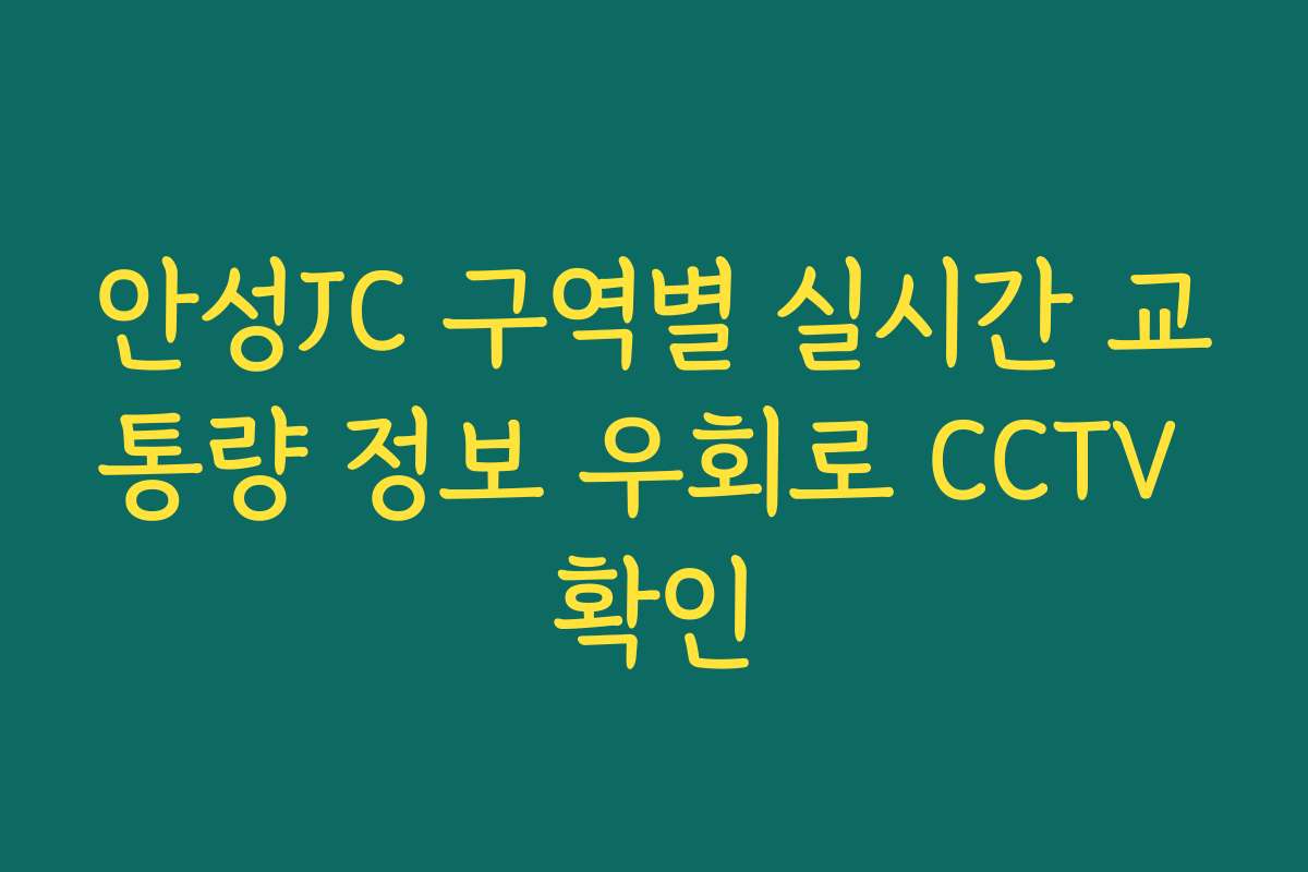 안성JC 구역별 실시간 교통량 정보 우회로 CCTV 확인
