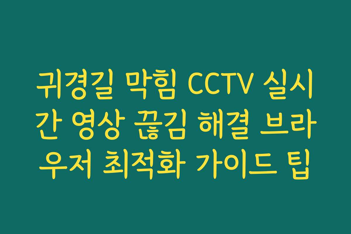 귀경길 막힘 CCTV 실시간 영상 끊김 해결 브라우저 최적화 가이드 팁