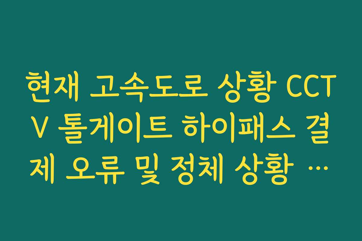 현재 고속도로 상황 CCTV 톨게이트 하이패스 결제 오류 및 정체 상황 체크