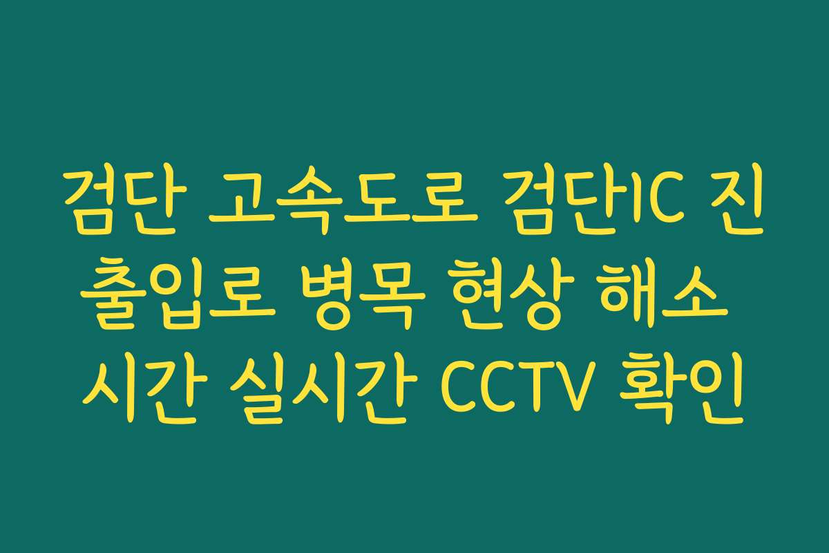 검단 고속도로 검단IC 진출입로 병목 현상 해소 시간 실시간 CCTV 확인
