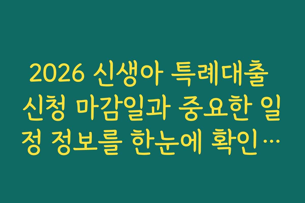 2026 신생아 특례대출 신청 마감일과 중요한 일정 정보를 한눈에 확인하세요