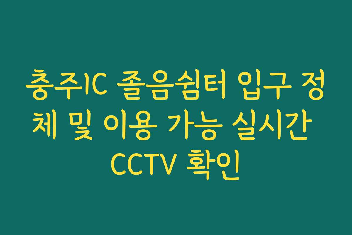 충주IC 졸음쉼터 입구 정체 및 이용 가능 실시간 CCTV 확인