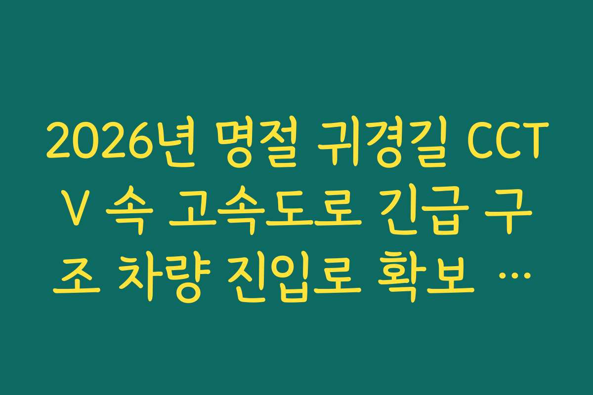 2026년 명절 귀경길 CCTV 속 고속도로 긴급 구조 차량 진입로 확보 확인