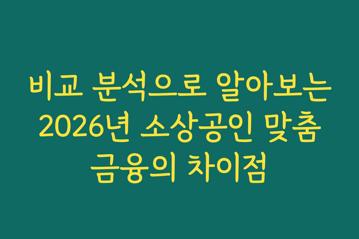 비교 분석으로 알아보는 2026년 소상공인 맞춤 금융의 차이점