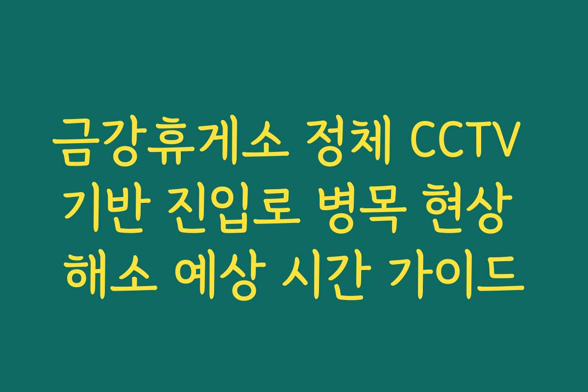 금강휴게소 정체 CCTV 기반 진입로 병목 현상 해소 예상 시간 가이드