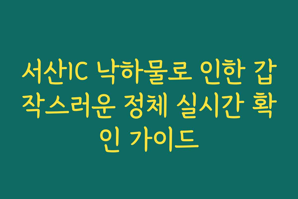 서산IC 낙하물로 인한 갑작스러운 정체 실시간 확인 가이드
