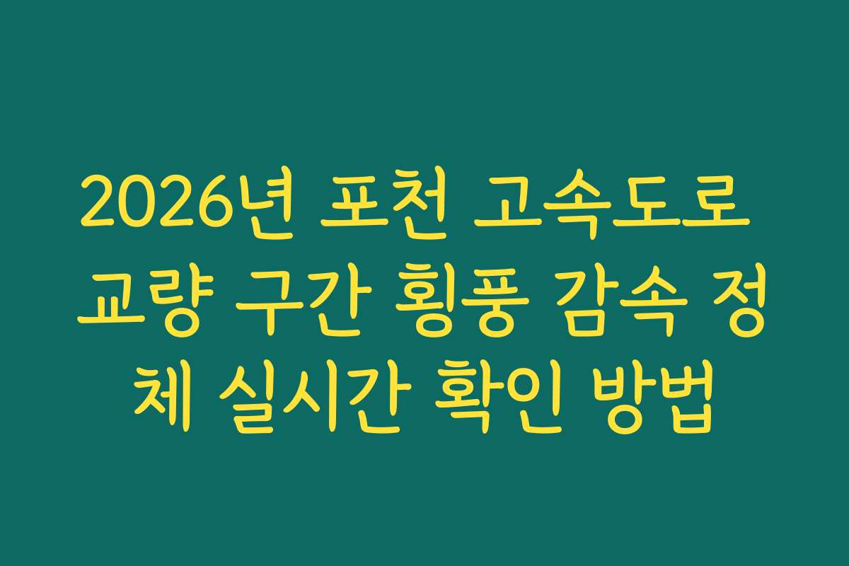 2026년 포천 고속도로 교량 구간 횡풍 감속 정체 실시간 확인 방법