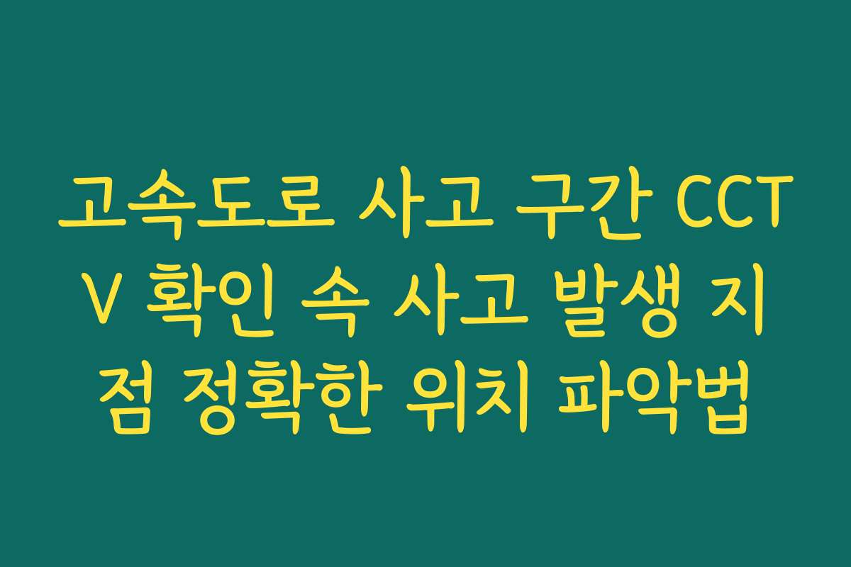 고속도로 사고 구간 CCTV 확인 속 사고 발생 지점 정확한 위치 파악법