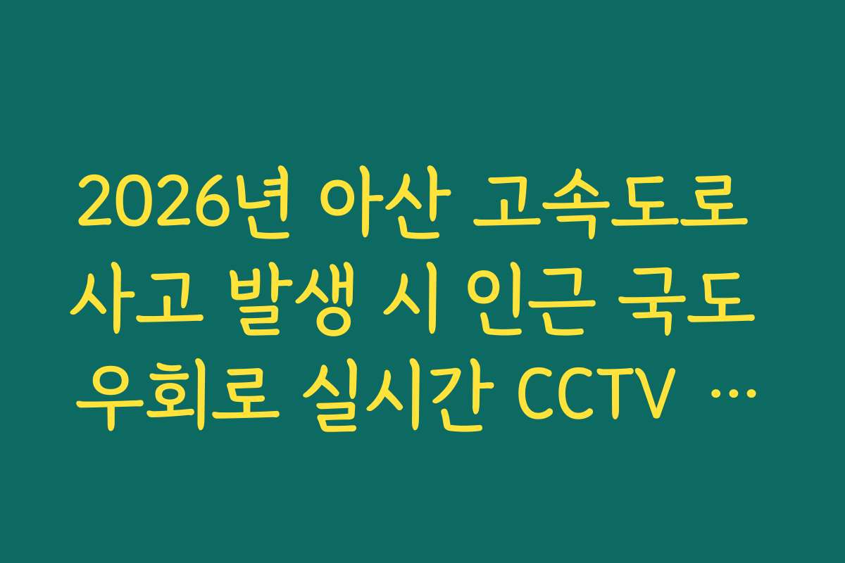 2026년 아산 고속도로 사고 발생 시 인근 국도 우회로 실시간 CCTV 확인