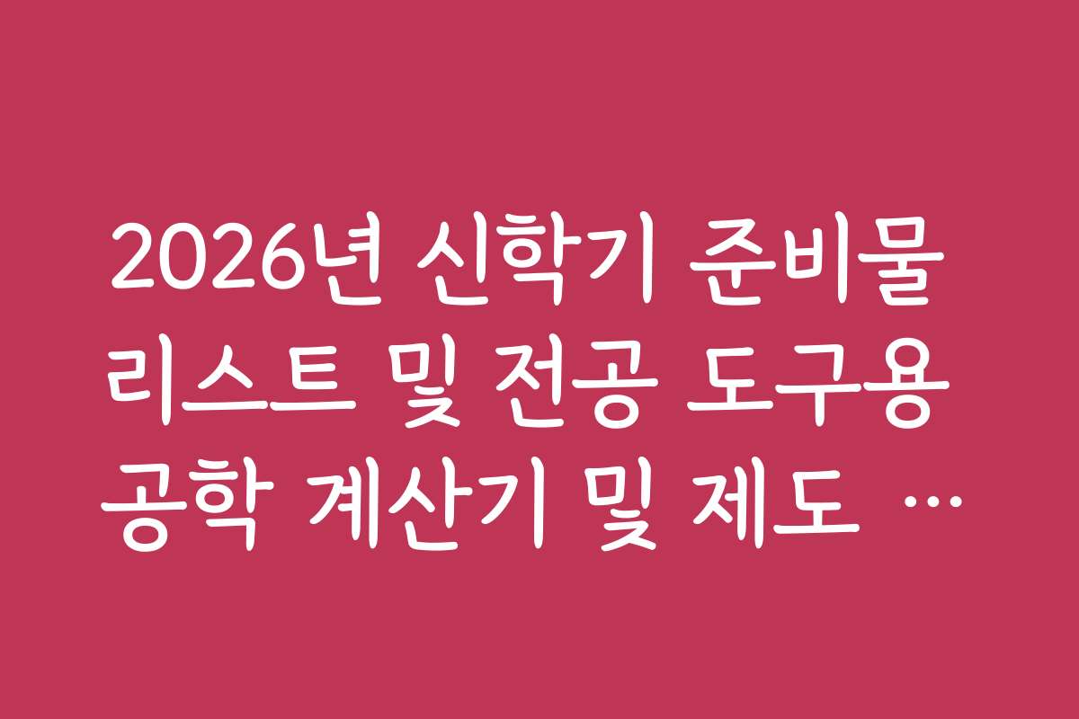 2026년 신학기 준비물 리스트 및 전공 도구용 공학 계산기 및 제도 용품