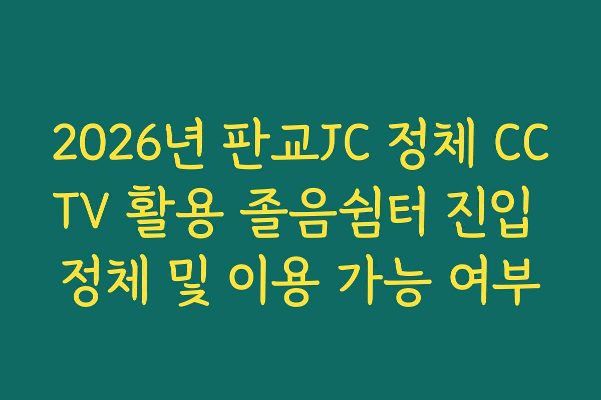 2026년 판교JC 정체 CCTV 활용 졸음쉼터 진입 정체 및 이용 가능 여부