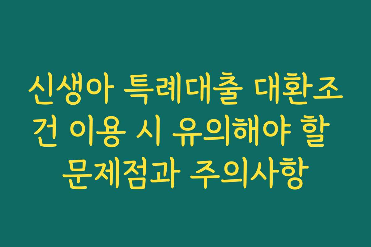 신생아 특례대출 대환조건 이용 시 유의해야 할 문제점과 주의사항