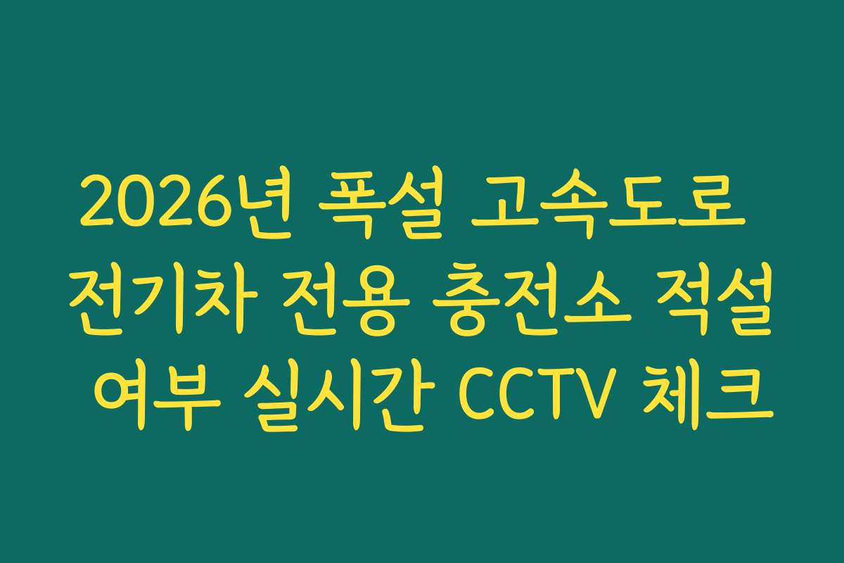 2026년 폭설 고속도로 전기차 전용 충전소 적설 여부 실시간 CCTV 체크